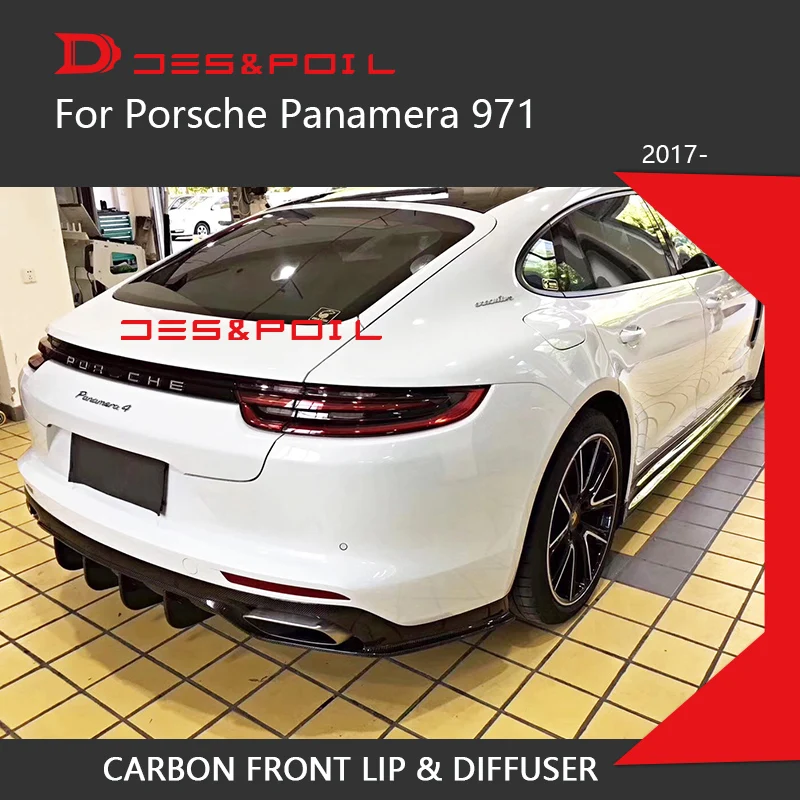 Для Porsche 971 Panamera 4 4s углеродное волокно губа-накладка задний диффузор выхлопные наконечники комплект корпуса- гибрид