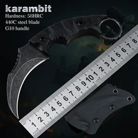 karambit claw knife csgo tactical combat pocket knives 440c steel fixed blade g10 edc tools for outdoor camping self defense