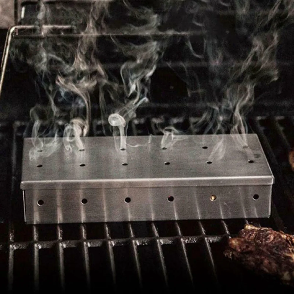 

Stainless Steel BBQ Smoker Cold Smoke Box Barbecue for Meats Fish Kitchen Camping J8