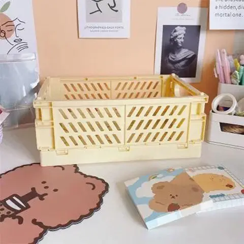 

Plastic Foldable Desktop Storage Basket Cosmetics Lipstick Jewelry Snack Universal Box Storage Basket Organizer