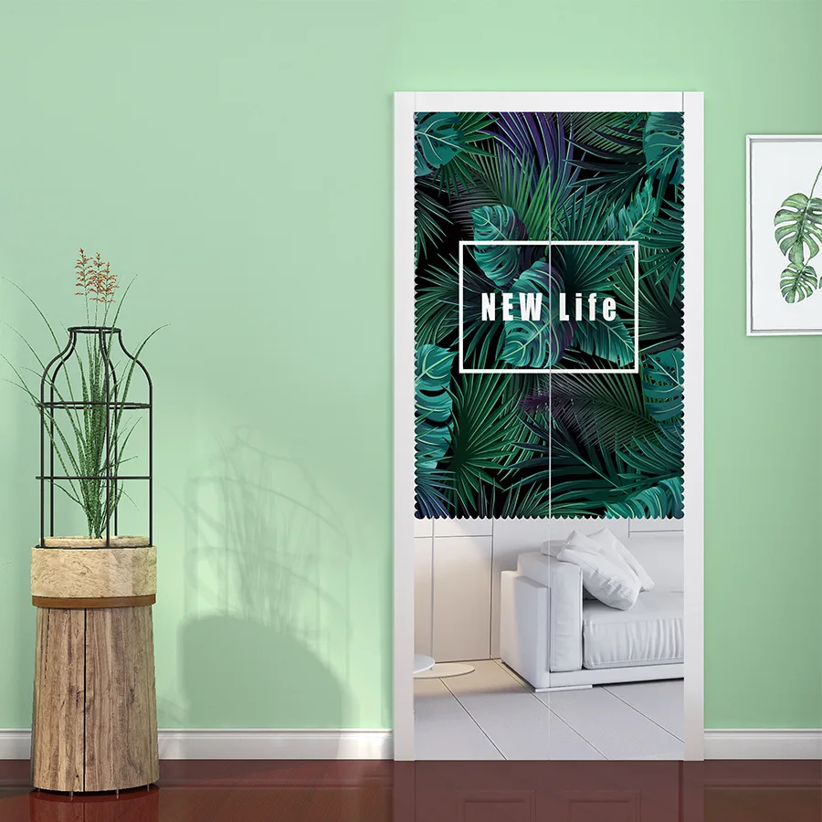 Зеленые Плотные тепловые короткие занавески для кухни с растительным узором и