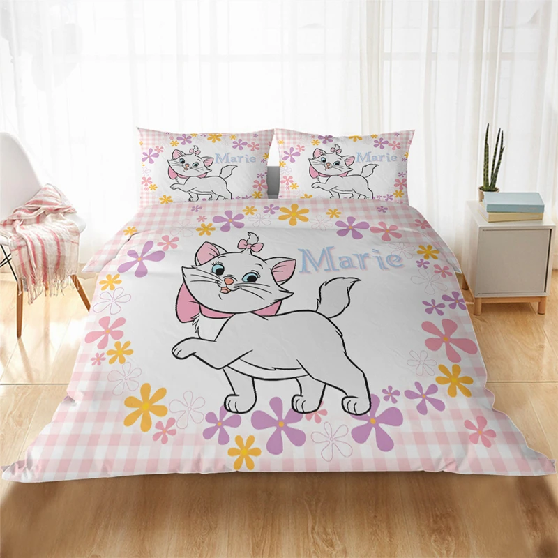 

Disney Cute Pink Marie Cat Bedding Set Queen King Size Bed Set Children Girls Baby Duvet Cover Pillowcase Comforter Bedding Sets