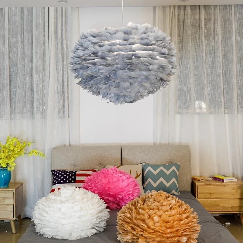 

Nordic Modern Designer LED Pendant Ceiling Hanging Feather Light Lamps for Loft Kitchen Loft Dining Room Living room Bar