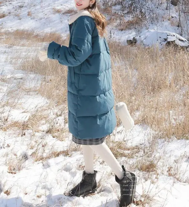 

Winter Girls Cotton Jacket long Plus size Autumn clothes OL thick cotton coat warm women collar coat chuisgu77 5