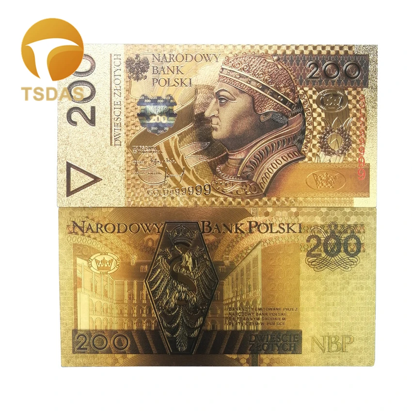Банкноты из цветной золотой фольги 100 шт./лот польская банкнота 200 злотых банкнот