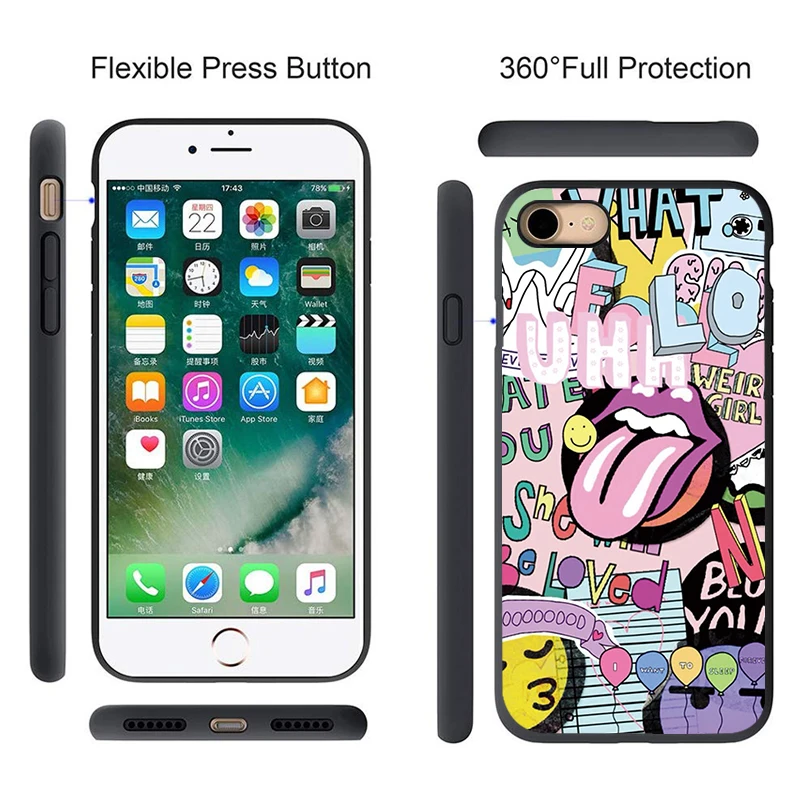 Black cases for Vivo V7/Y75 V7Plus/Y79 V9/Y85/Y89 soft coque V11/V11Pro V15 Pro Z5X Y11 V17 U3 Y5S caracasa case cute Graffiti | Мобильные
