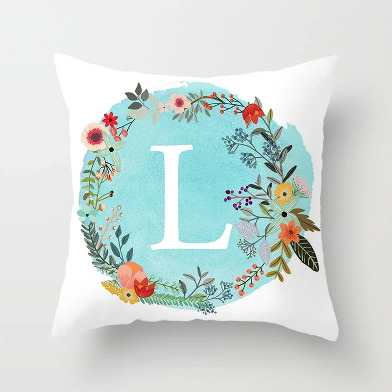Чехол Fuwatacchi с надписью Подушка алфавитом синий цветочный венок декоративная
