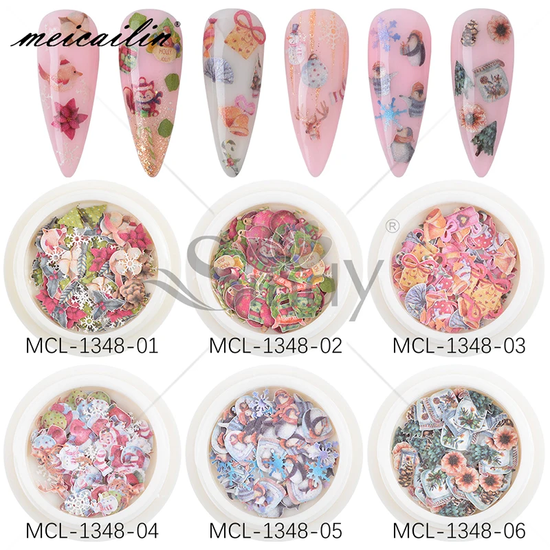 6 Коробки нейл арта рождественское с блестками рисунком лося Конфета в виде