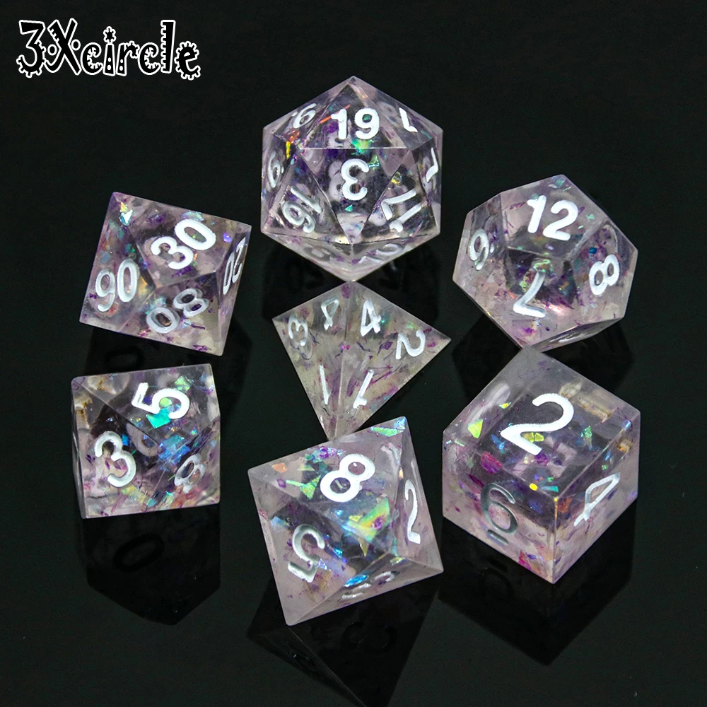 Высшее качество 7 шт. прозрачные квадратные углы многогранные цифровые кости