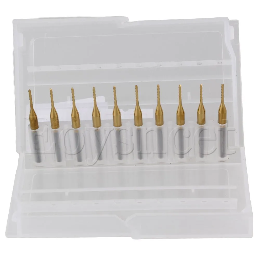10pcs Corn Teeth TiN Coated Carbide Milling Cutter Router Drill Bit 1.0mm | Инструменты