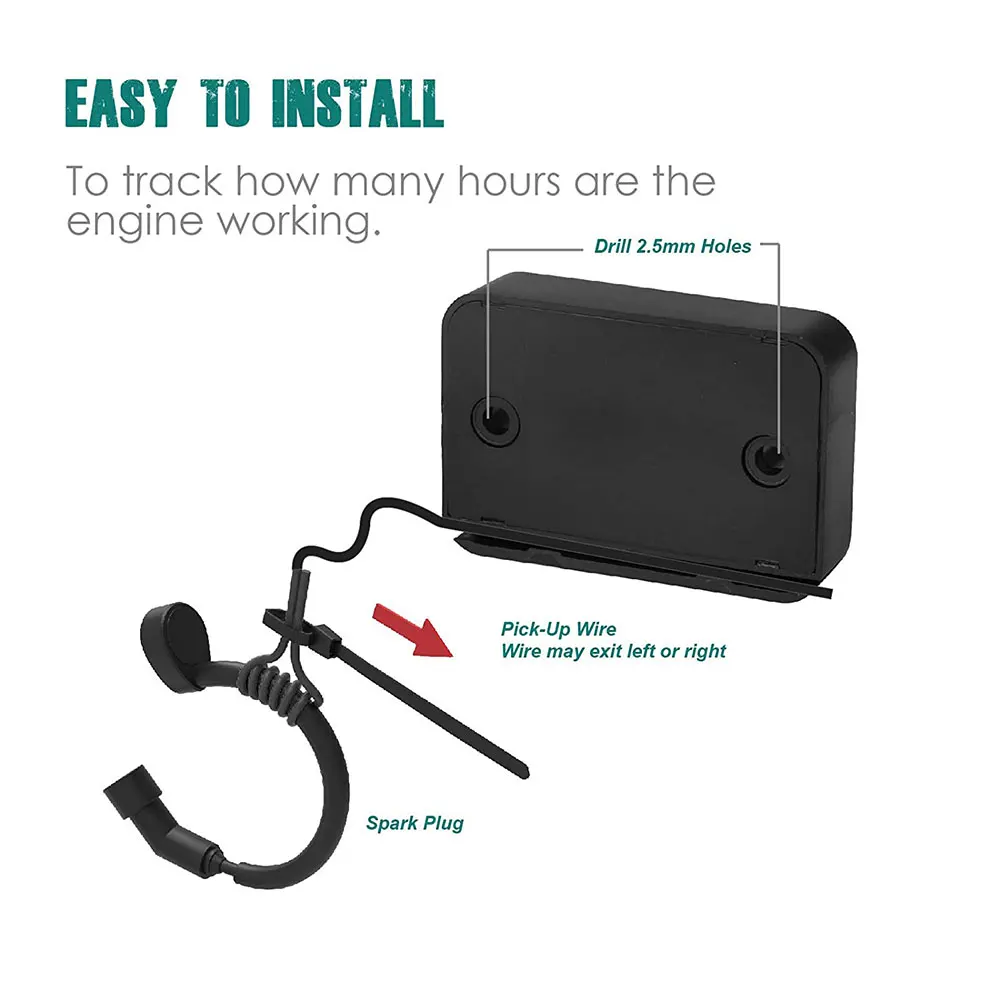 

sikeo Waterproof Digital Hour Meter LCD Display Portable Engine Gauge Hour Meter For Motorcycle/Boat Engines Counter Hour Meter