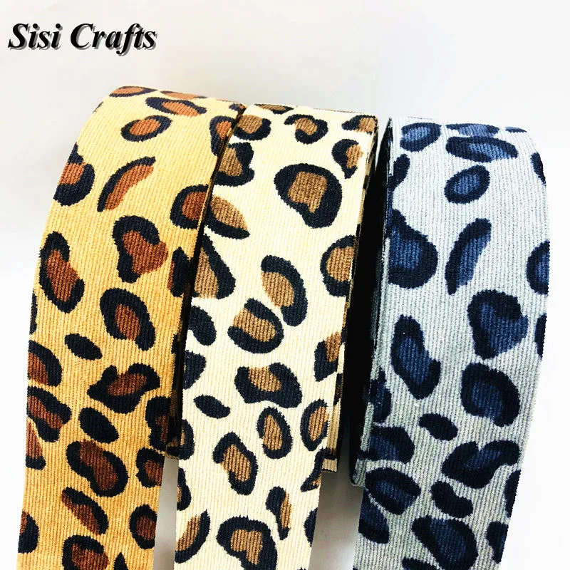 Ssi ремесла Вельветовая полосатая лента с леопардовым принтом 10 30 50 мм тканевая