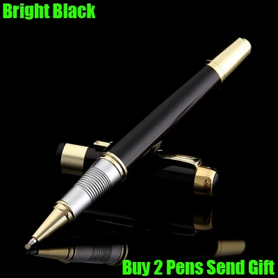 Bright Black Высококачественный металлический брендовый роллер, шариковая ручка, роскошная деловая подарочная ручка для письма, купить 2 ручки, отправить подарок - Цвет: Bright Black