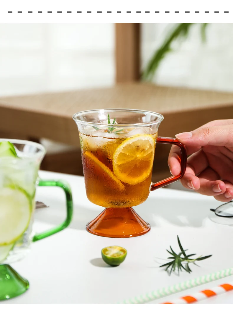 

Brown Vintage Glass Cup Juice Wine Tea Transparent Heat Resistant Borosilicate Glass Cup Coffee Goblet Xicara Drinkware HX50GC