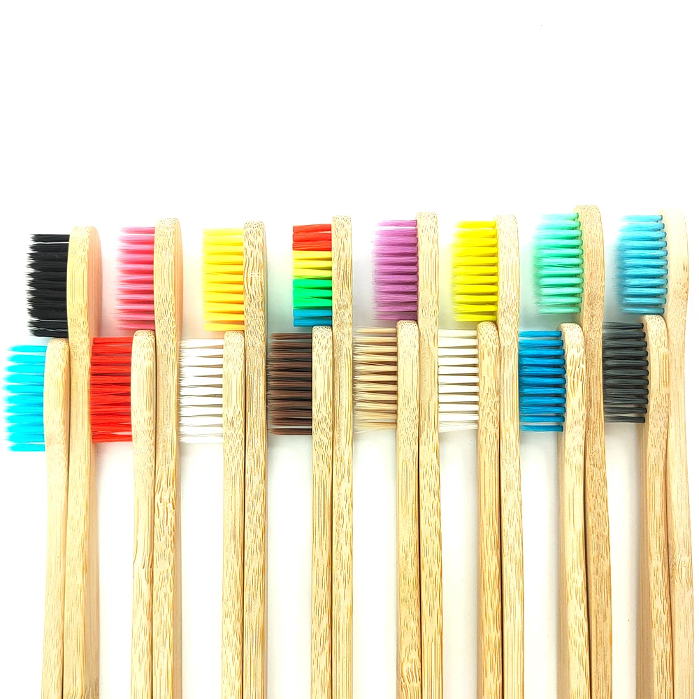 

12 pcs mixed color bamboo toothbrush Eco Friendly wooden Tooth Brush Soft bristle Tip Charcoal adults oral care toothbrush