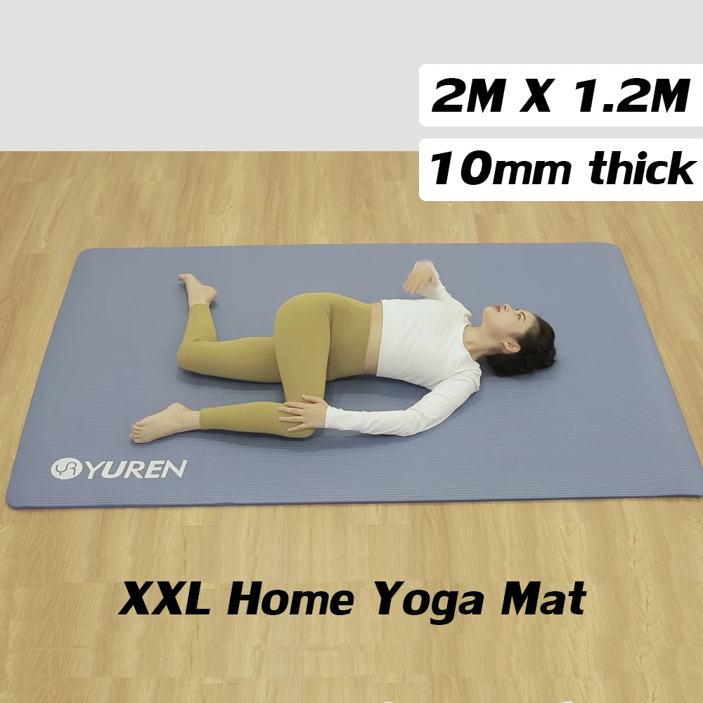 Oversized Yoga Mat 200x120cm Non Slip 10mm Thick Wide Exercise Mat Fitness Pilates Mattress XXL Gym Sports Cushion for Back