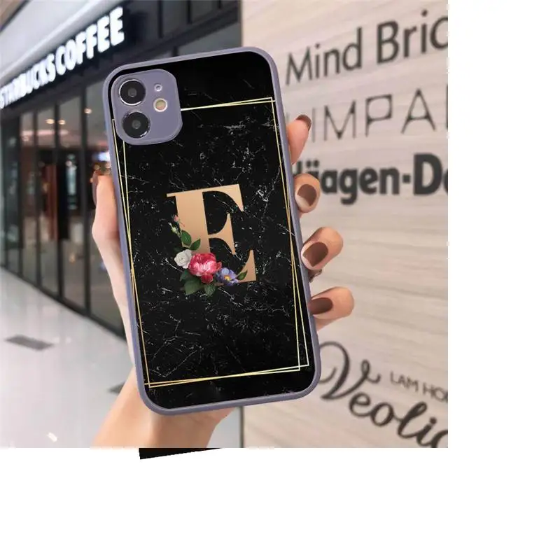 

marble flower letter Phone Cases Matte Transparent for iPhone 7 8 11 12 s mini pro X XS XR MAX Plus cover funda