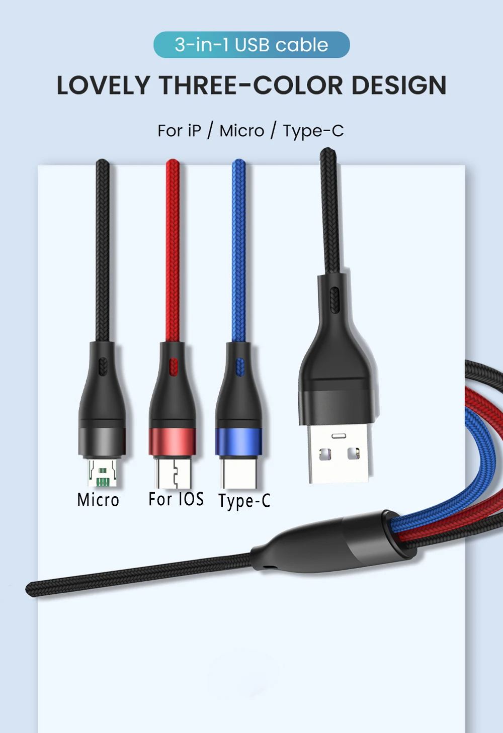 3 в 1 USB-кабель для iOS Type-C Micro 9.8A суперзарядный телефонный кабель Supercharge 5A HUAWEI