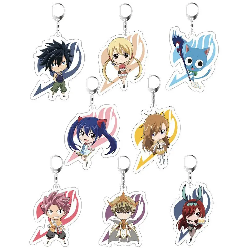 

Anime Fairy Tail Bag Car Key Pendants Keychain Fashion Cartoon Figure Acrylic Keyrings