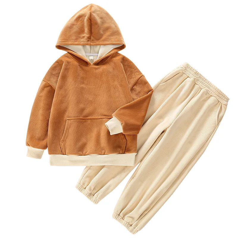 

Girls dress in winter 2021 new add wool cuhk children's winter children upset movement fleece and wool two-piece outfit