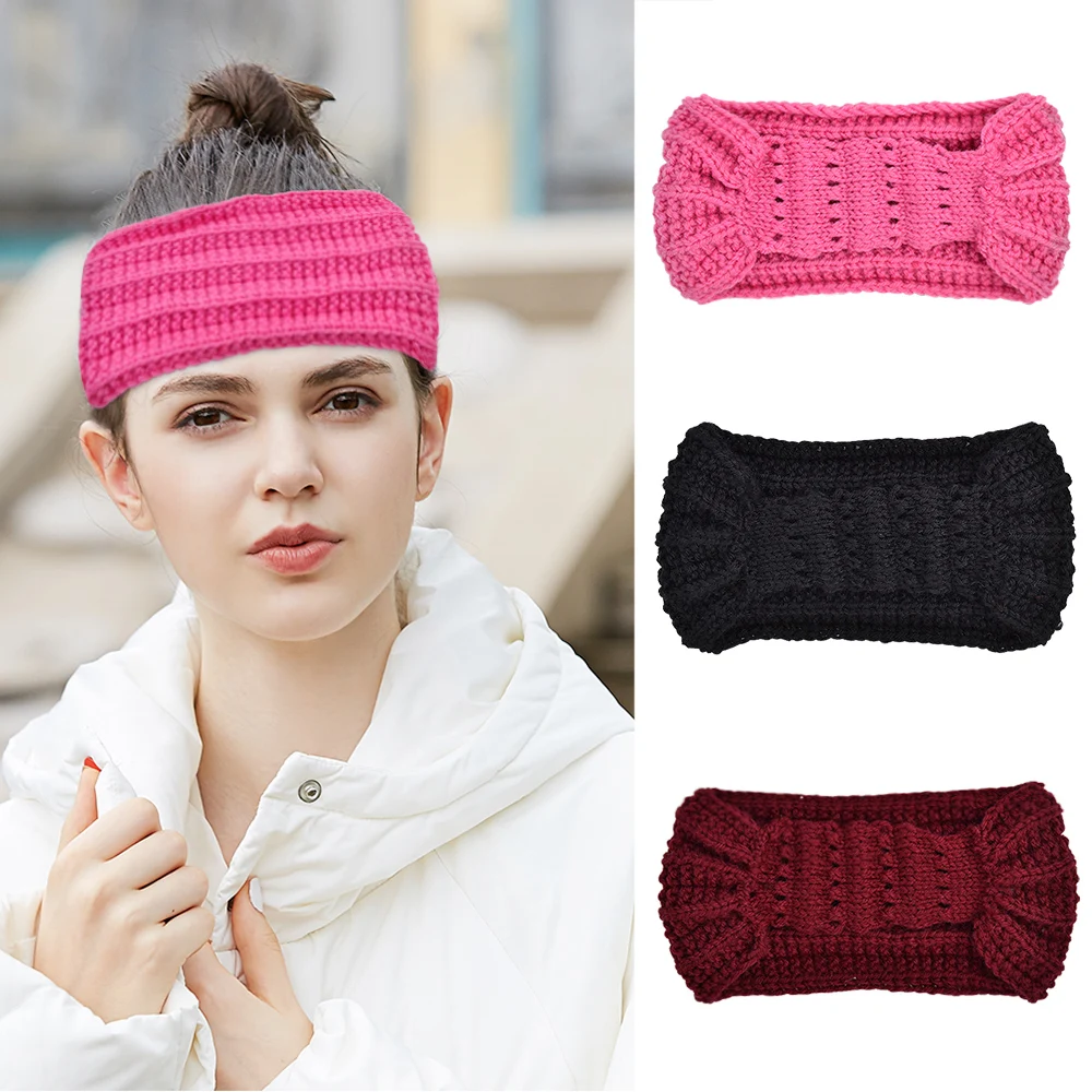 1 шт. элегантная повязка на голову Зимняя модель теплый тюрбан Женский вязаный