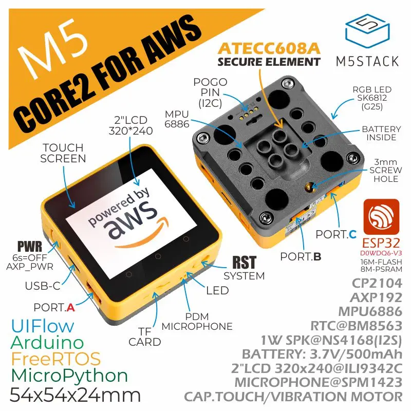Программируемый набор M5Stack Core2 ESP32 IoT для AWS Educational it FreeRTOS AWS|Промышленные