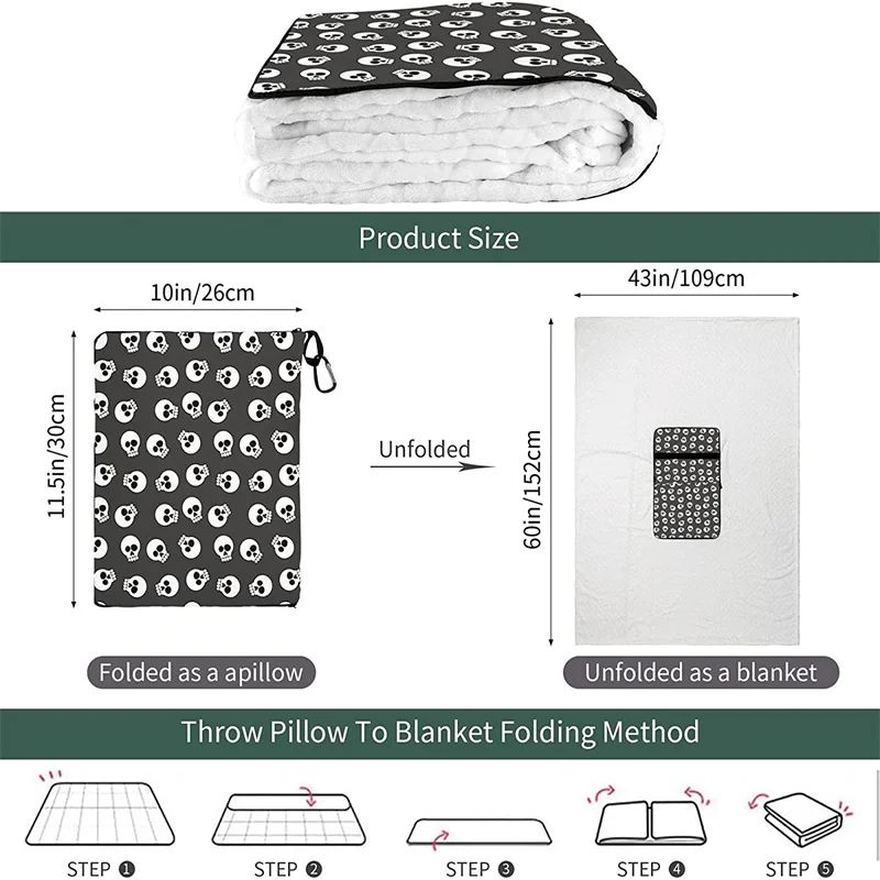 comprar Crânio Bonito Viagem Travesseiro Cobertor Dois-em-um Mochila Cinta E Compacto Avião Saco Cintura Suporte 60x43 Polegadas