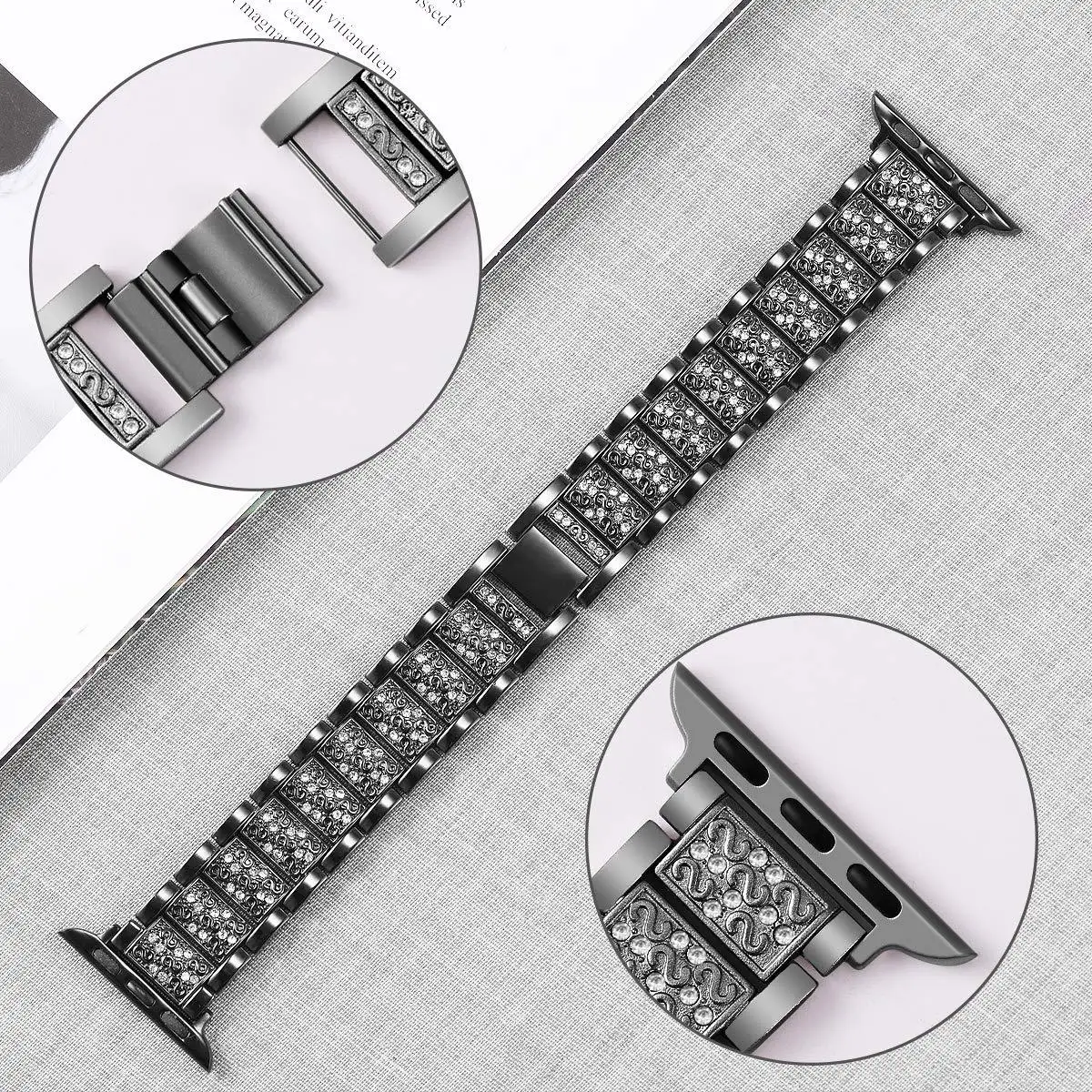 Apple watch band 5 44 мм 40 мм Женский бриллиантовый ремешок iwatch Watch Series 4 3 2 1 браслет из нержавеющей стали для часов iphone 42 мм 38 мм
