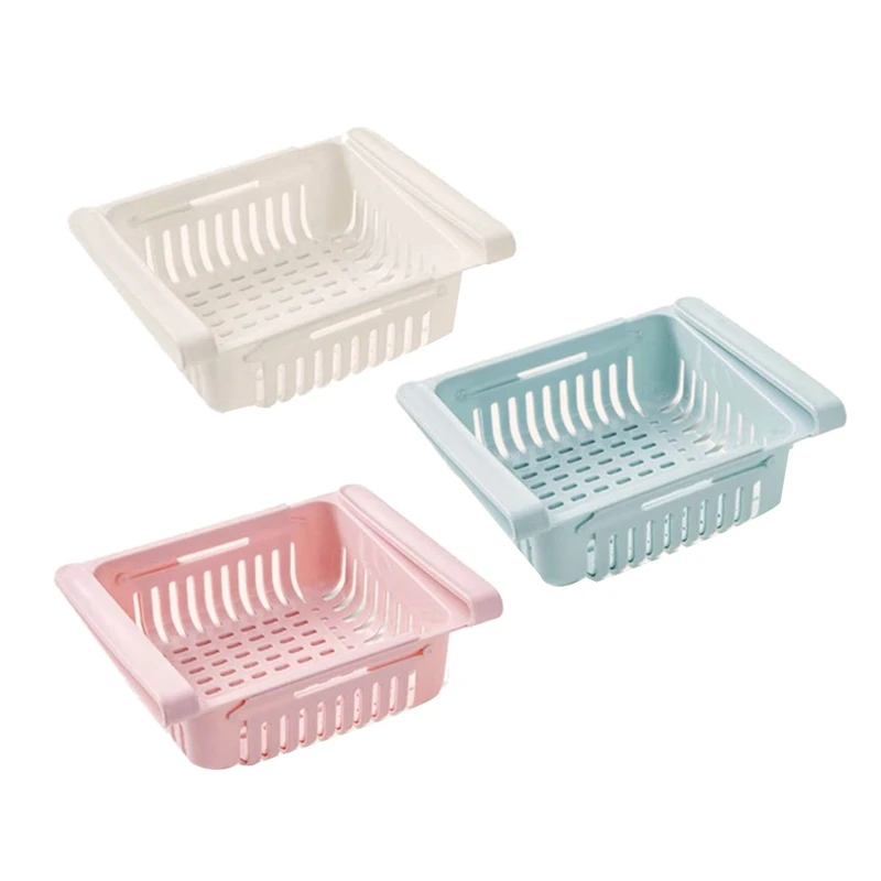 Retractable Drawer Type Refrigerator Storage Box Food Classified Organize Fit For Fridge Shelf Under 0.5 Inch - 3 Color |