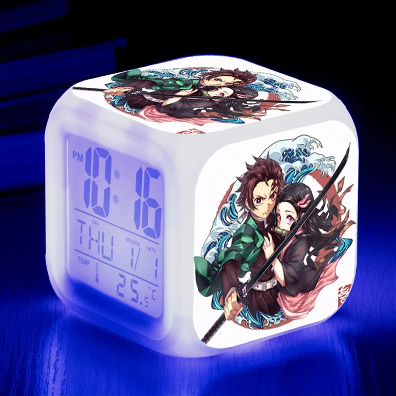 Demon Slayer Kimetsu No Yaiba Tsuyuri Kanawo Alarm Clock LED 7 Color Flash Changing Touch Light Funny Kids Toys Xmas | Игрушки и хобби