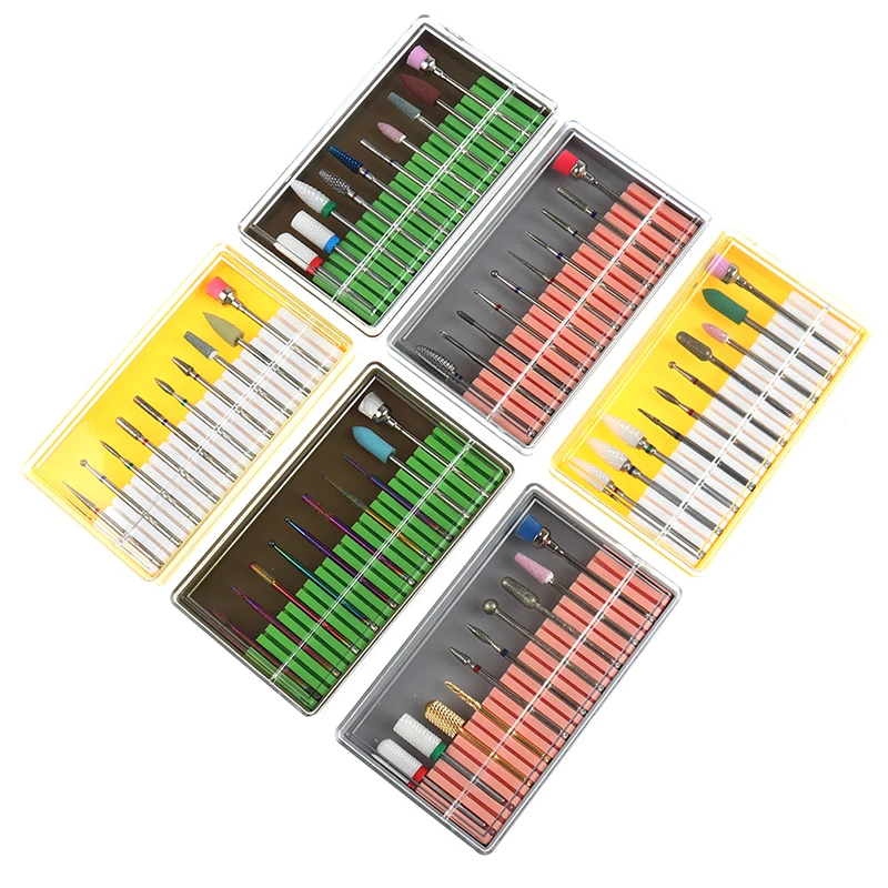 

10pcs Ceramic Nail Drill Bits Grinding Polishing Head Cleaning Brush Set tool nail tools