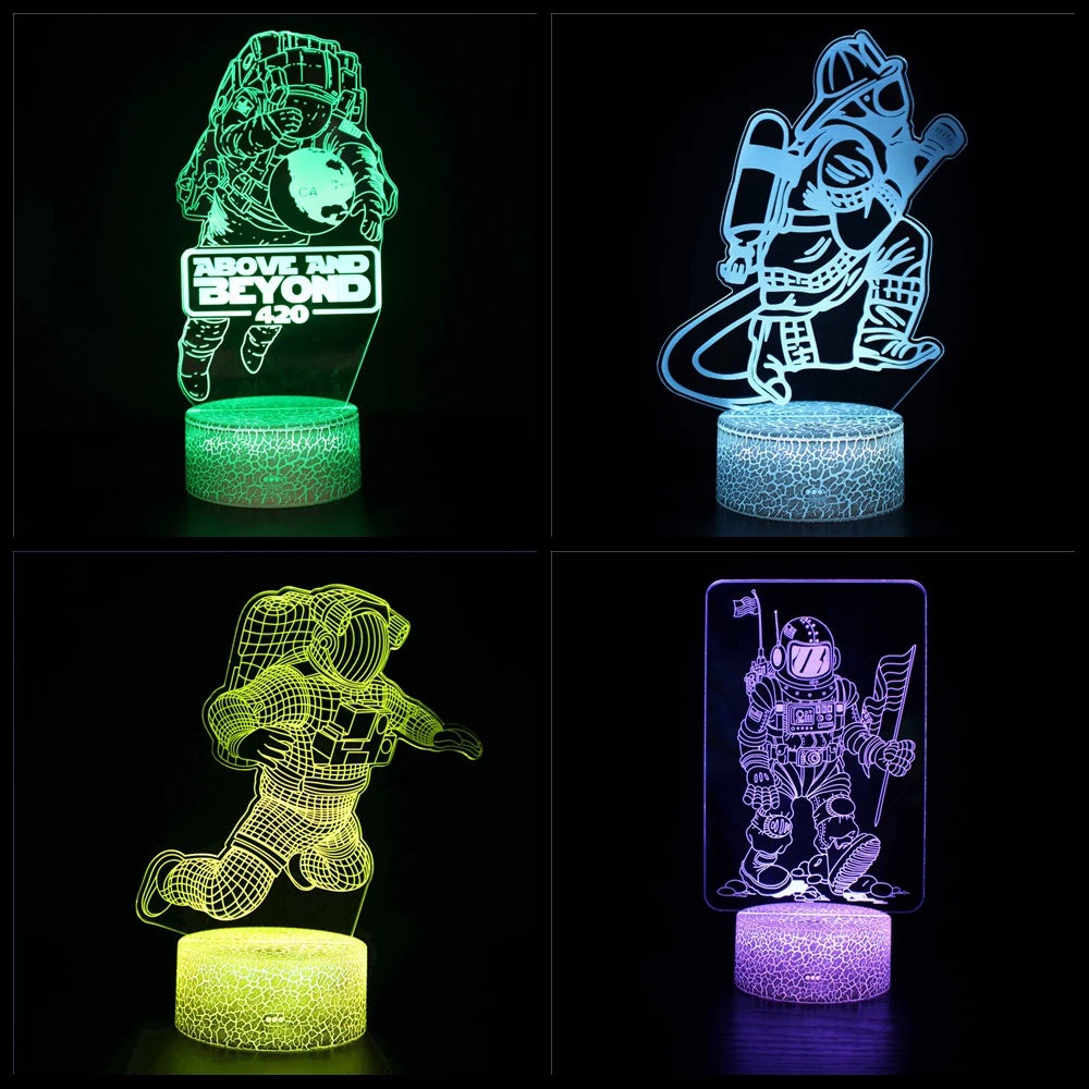 

Astronaut Fireman 3D Night Light Desktop Decoration Boy Girl Holiday Gift Decoration Memorial Bedroom Table Lamp Christmas