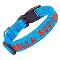 personalized embroidered dog collar with pet name phone number reflective custom dog collar for small medium large dogs
