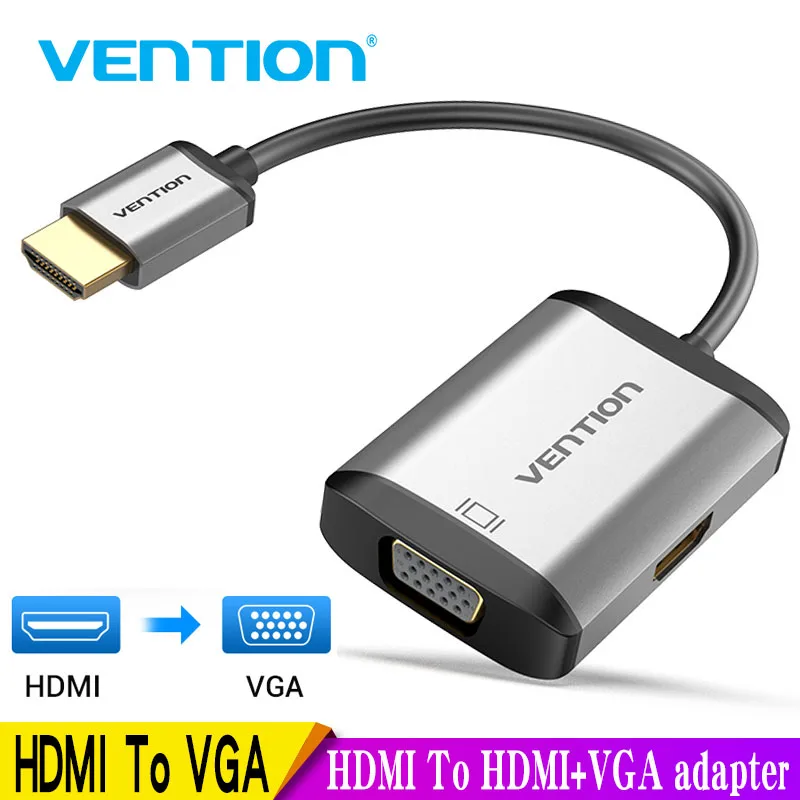 Переходник HDMI/VGA Vention штекер HDMI на VGA HD 1080P аудиокабель конвертер с разъемом 3 5 для