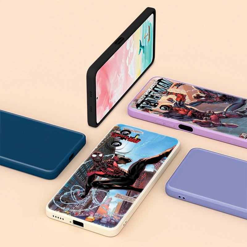 

Marvel Avengers Spider-Man For Xiaomi Redmi K40 K30 9A 9C 9AT 9 8 7 6 5 4X Pro Plus Liquid Silicone Soft Cover Phone Case