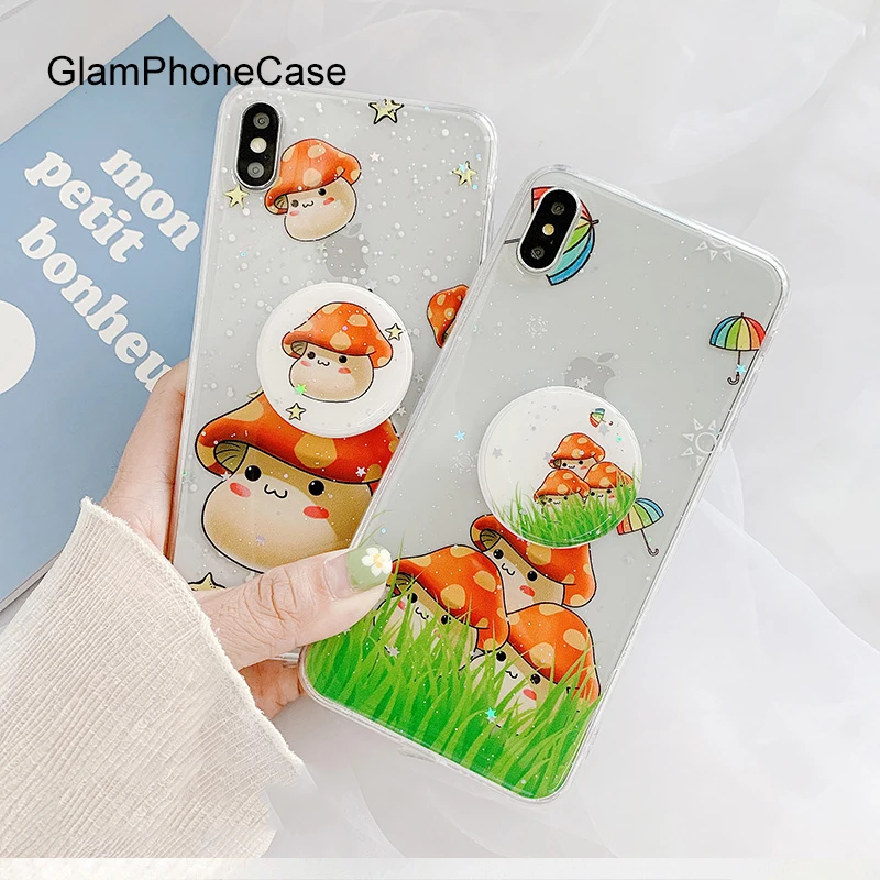 GlamPhoneCase блеск гриб Стенд чехол для телефона iPhone X XS Max XR Мягкий силиконовый 7 8 6 6s Plus