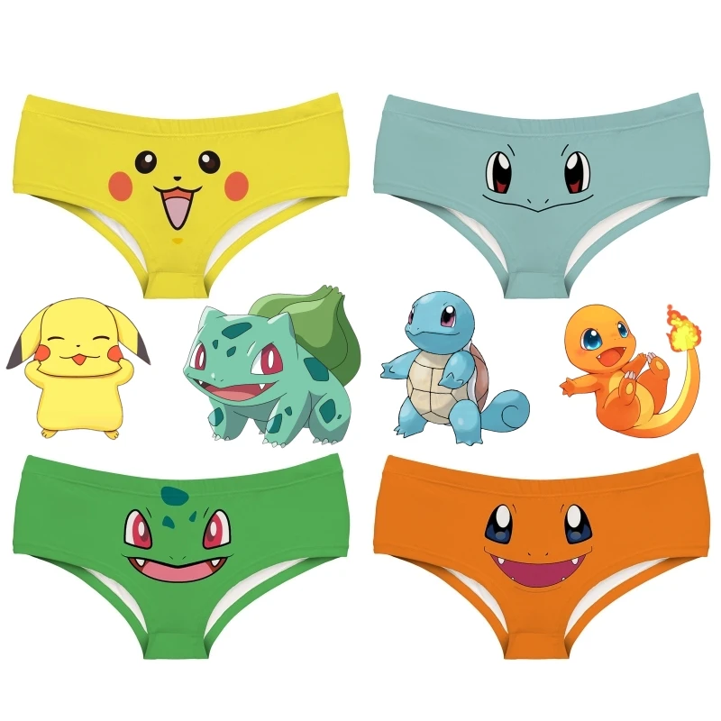 Сексуальные девушки косплей костюм покемон Пикачу Squirtle Charmander Bulbasaur печати нижнее белье трусы стринги трусики леди