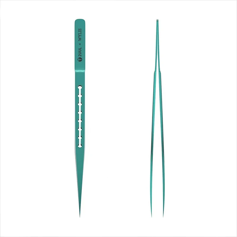 

2UUL Titanium Alloy Microscope Tweezers Electronic Fingerprint Tweezers for Phone Microscope BGA Motherboard Chip IC Repair