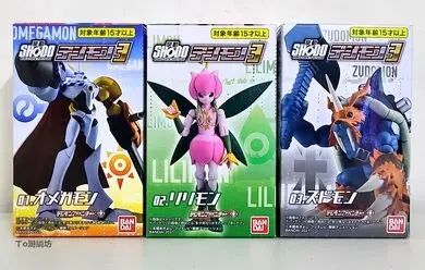 3 шт./компл. Оригинальная фигурка SHODO Omegamon Lilimon Zudomon, Игрушечная модель