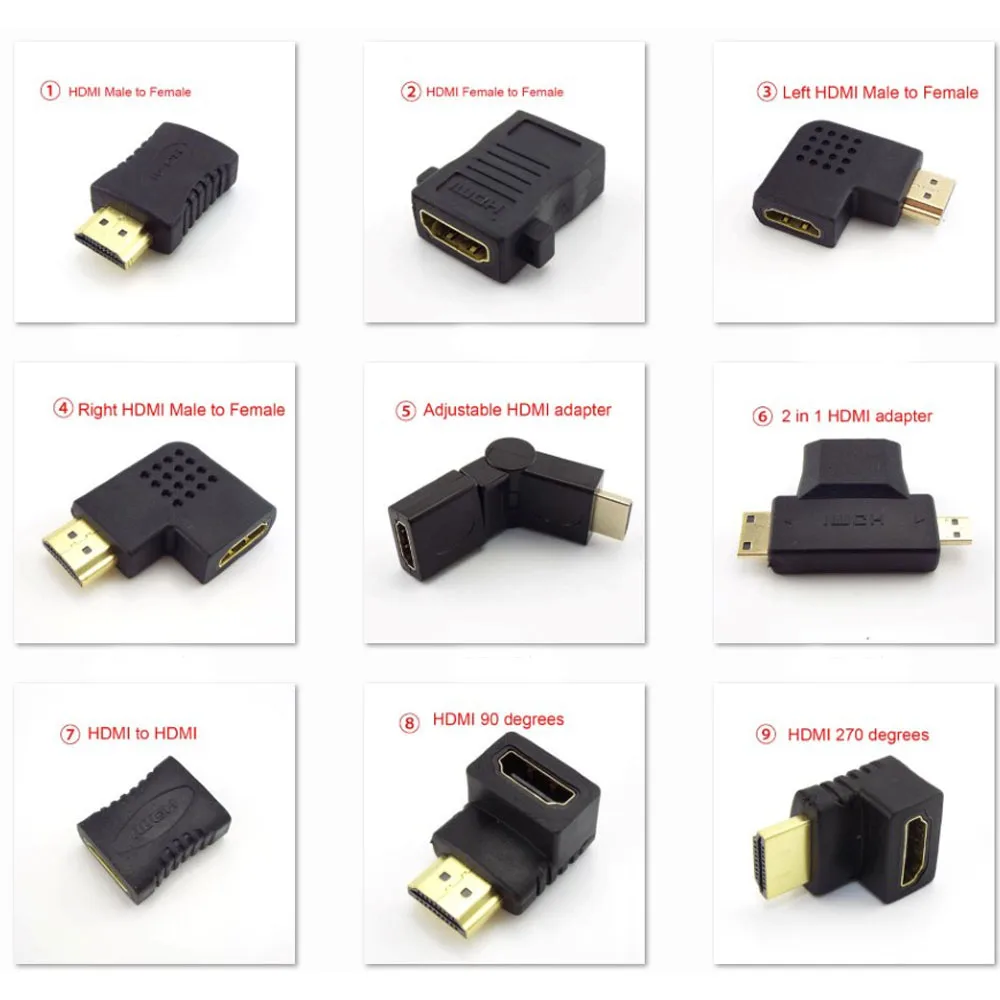2 in 1 Male to Female HDMI-compatible Converter Mini Micro Adapter Extender Cable Laptop 1080P HDTV 90 180 270 360 Degree | Электроника