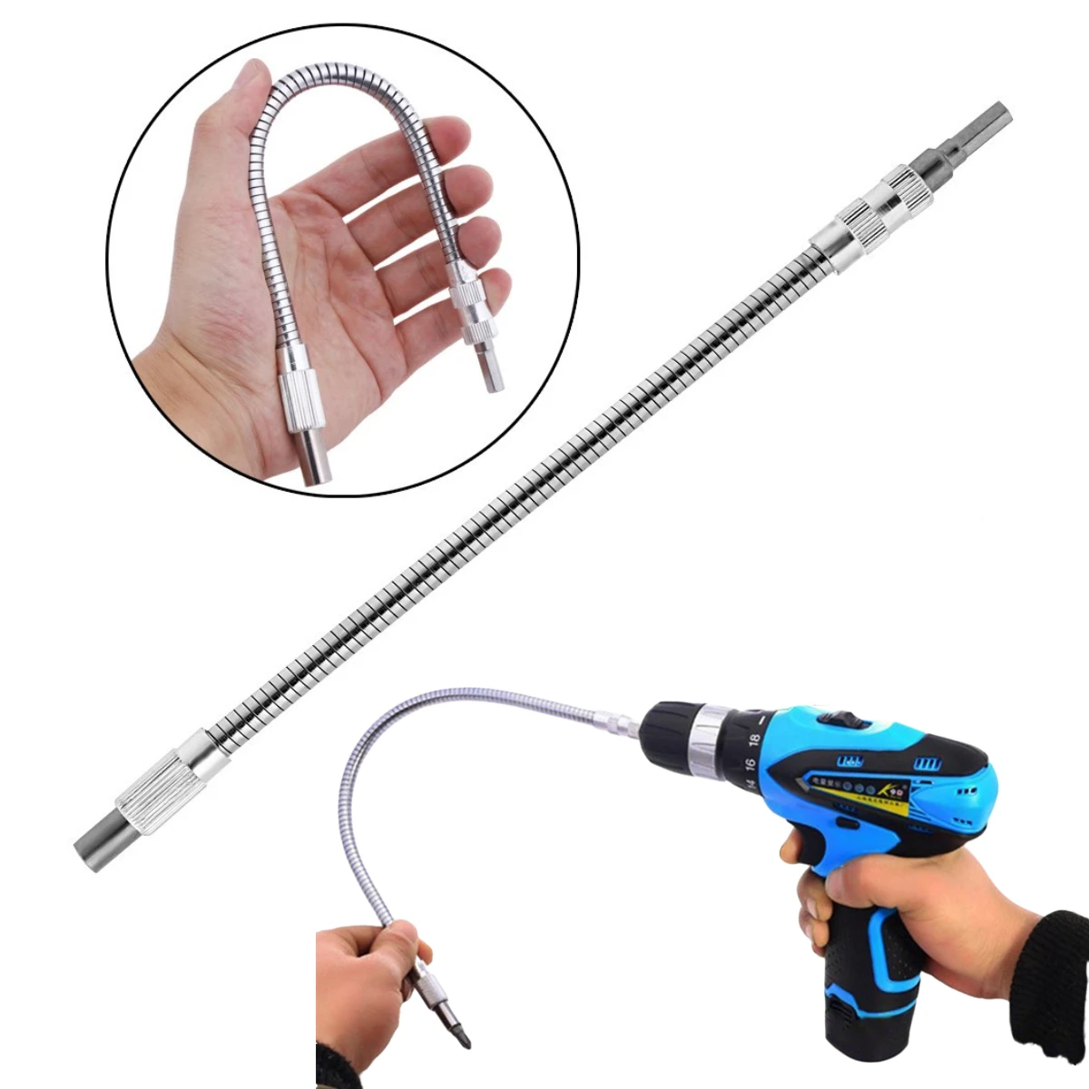 

Multi Electric Drill Screwdriver Bit Snake flexible Hose Cardan Shaft 1/4 6.35mm Connection Soft metal Extension Rod Link tool