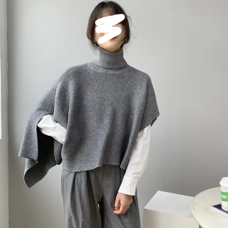 

LANMREM Korean thickened shawl style sweater 2022 autumn winter new kintwear black red clothes famale design YJ945