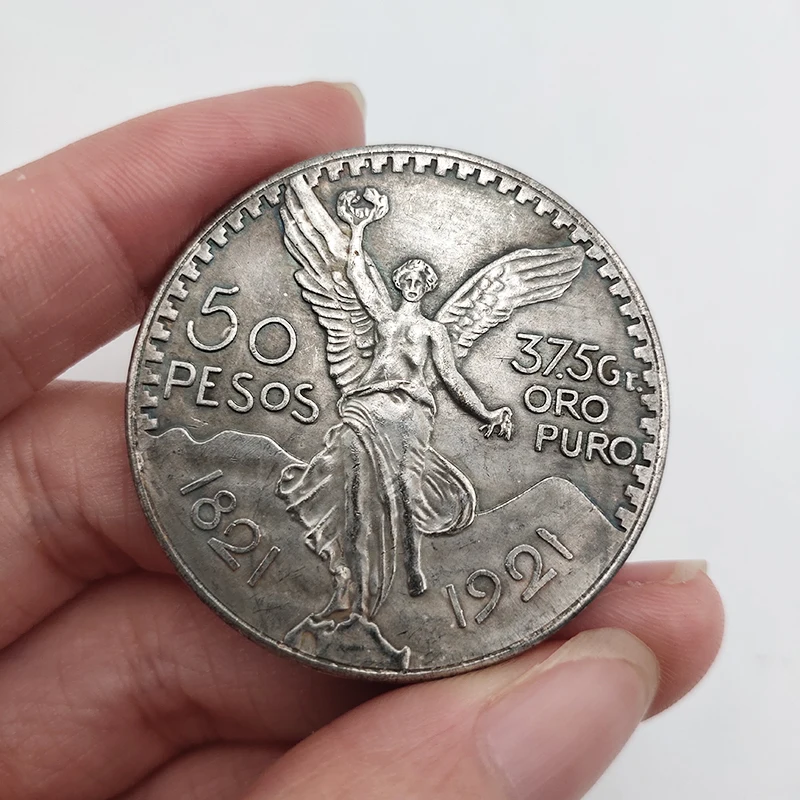 Мексиканский монеты 1821 латунь покрытая серебром 50 песо Ангел Юбилейные Орел
