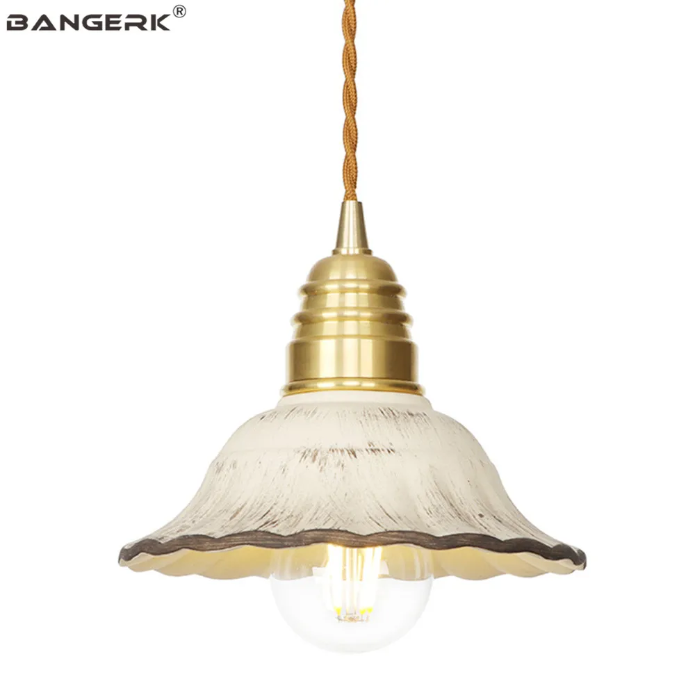 Винтажный медный светодиодный подвесной светильник Лофт Декор латунная Смола