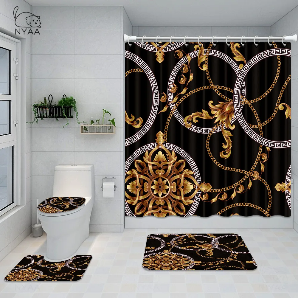 4 шт. водонепроницаемые шторы для ванной и душа с принтом|Шторы душа| |