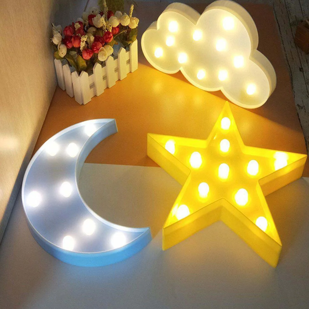 

Creative Lovely Cloud Star Moon LED 3D Light Night Light Kids Gift Toy for Home Kids Bedroom Tolilet Lamp Decor Indoor Lighting