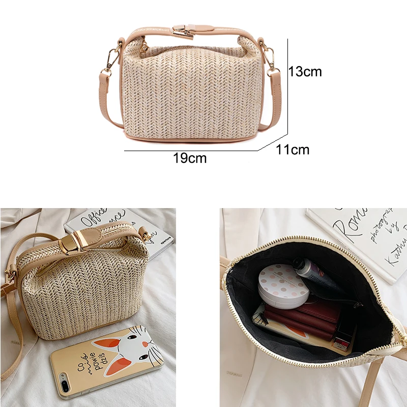 Сумки на плечо женская Соломенная Сумка мини квадратная дизайнерская маленькая