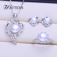 pearl jewelry natural freshwater pearl necklace pendant earring ring for woman elegant leaves wedding party accessories gift new
