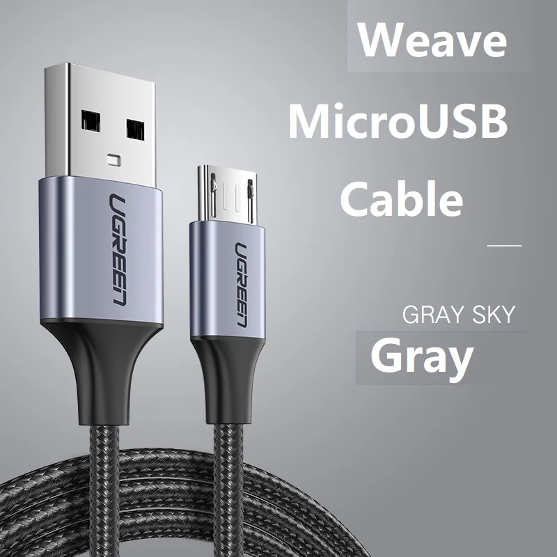 Кабель Ugreen Micro USB в оплетке зарядное устройство цвета розового золота кабель для