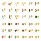 Серьги-гвоздики для пирсинга серебристого цвета с фианитами